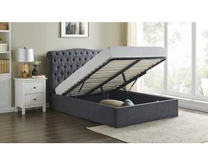 5ft King Size Roz dark grey fabric upholstered Ottoman lift up bed frame bedstead